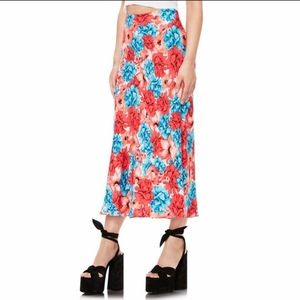 AFRM Brynne Floral Print Lightweight Midi Skirt Size XL